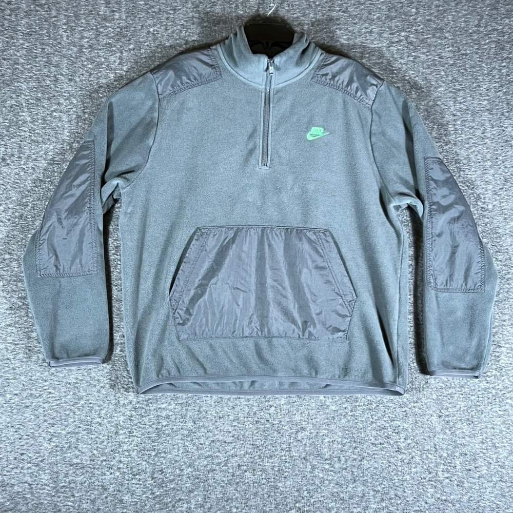 Nike Fleece‎ Quarter Zip Pullover Sweatshirt Men's Size Large Gray Logo